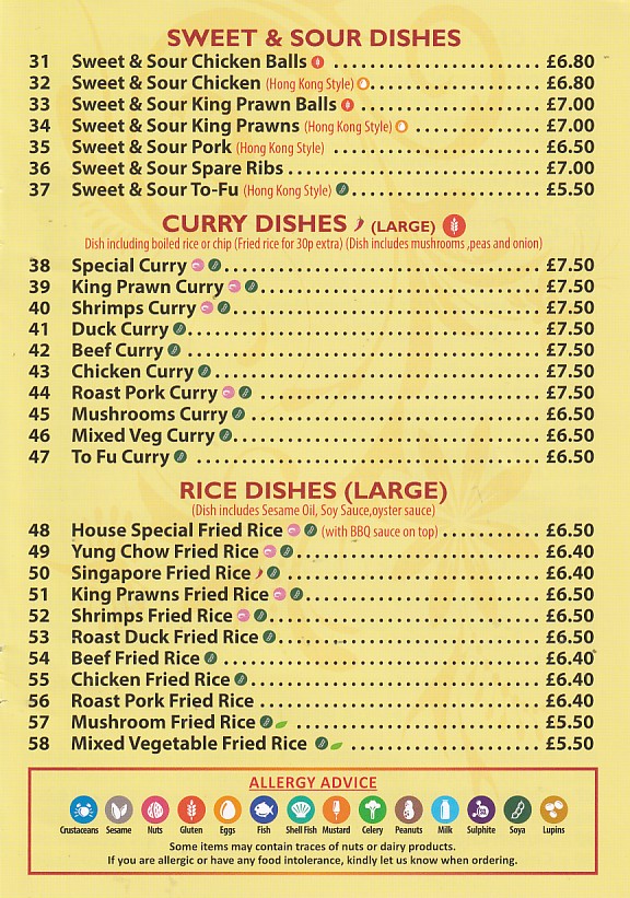Sketty Packed Meals Menu