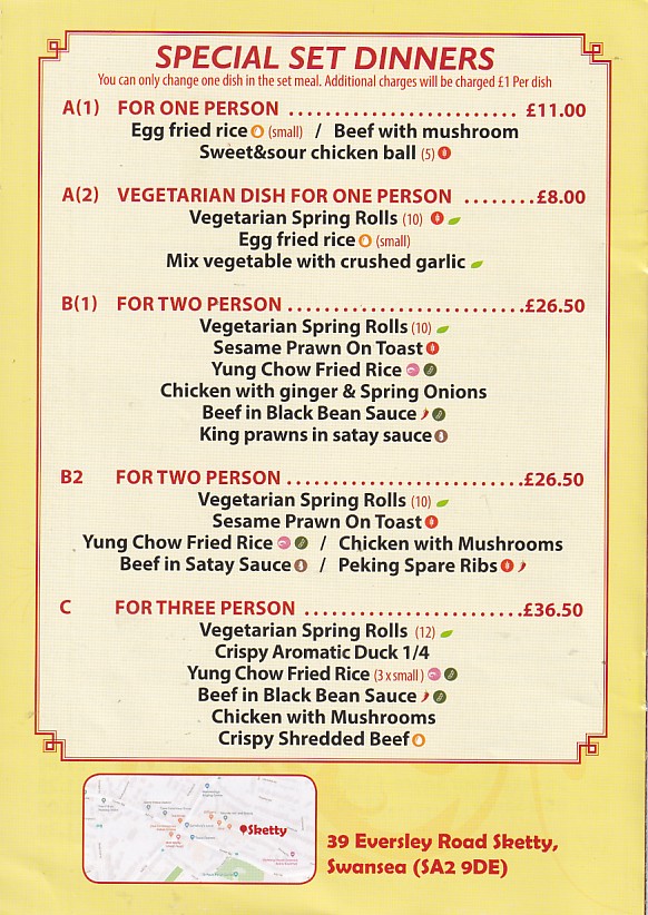 Sketty Packed Meals menu